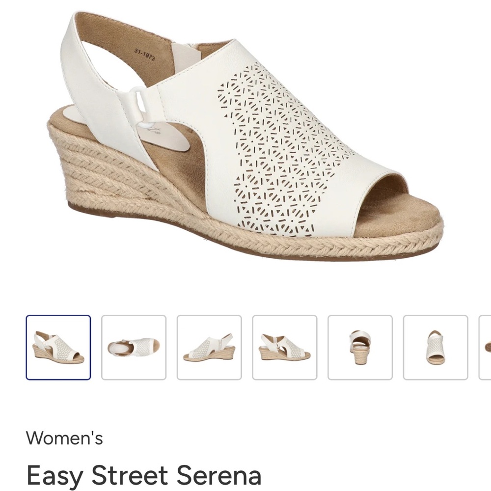Easy Street Serena Women's Cream Wedge Sandals